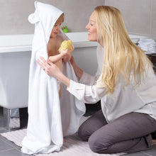 Load image into Gallery viewer, Large Bamboo Hooded Towel for Kids (with Ears) – Large White Gift Set