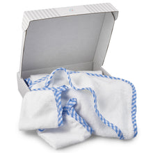 Load image into Gallery viewer, Large Hooded Towel with Gingham Trim and Washcloth - Gift Set for Kids