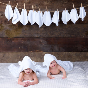 Large Bamboo Hooded Towel for Kids (with Ears) – Large White Gift Set
